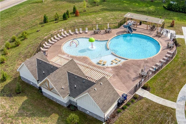 18841 W 169th Ter, Olathe, KS 66062 - community pool with a water slide and a patio