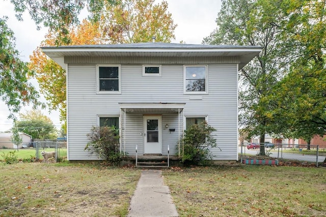 view of front of home with a front yard