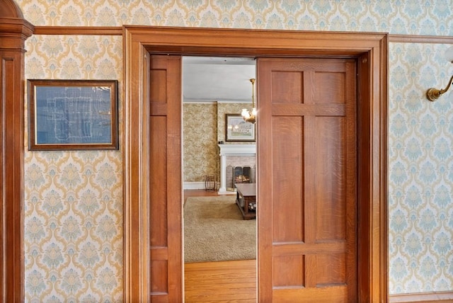 corridor featuring hardwood / wood-style floors