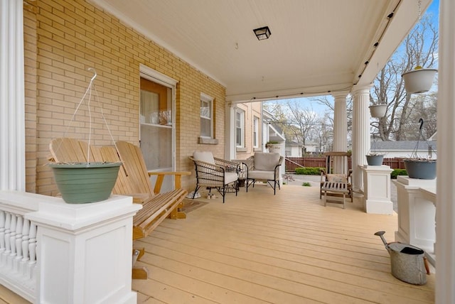 deck with covered porch