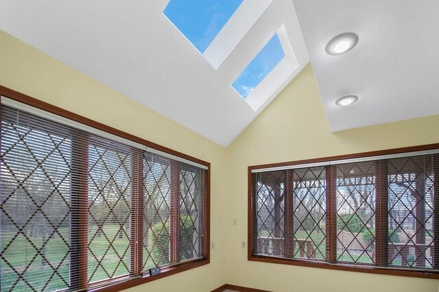 interior details featuring a skylight