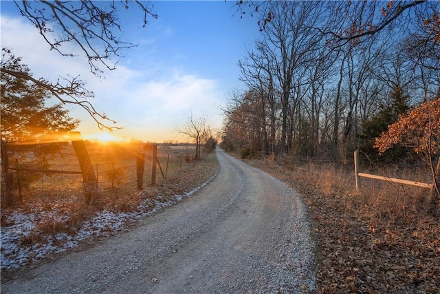 view of street with a rural view