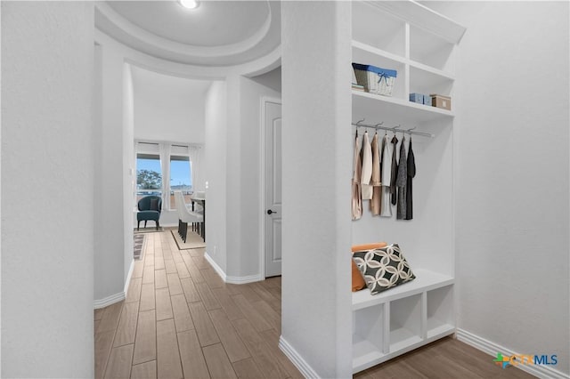 mudroom featuring hardwood / wood-style floors