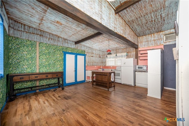 126 Washington Ave, Port Lavaca, TX 77979 - misc room featuring wood finished floors, a sink, and high vaulted ceiling