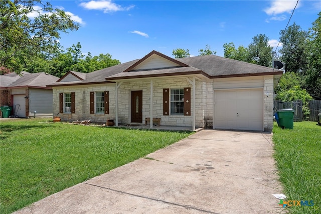 1503 Prather St, Taylor, TX 76574 - single story home featuring stone siding, an attached garage, and driveway