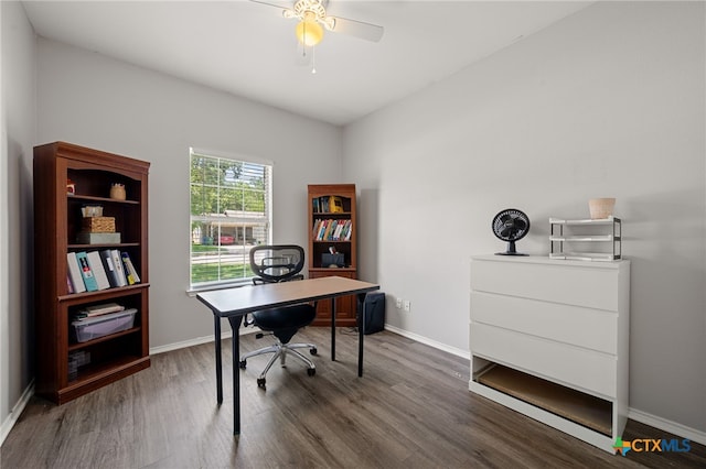 1503 Prather St, Taylor, TX 76574 - office featuring wood finished floors and ceiling fan