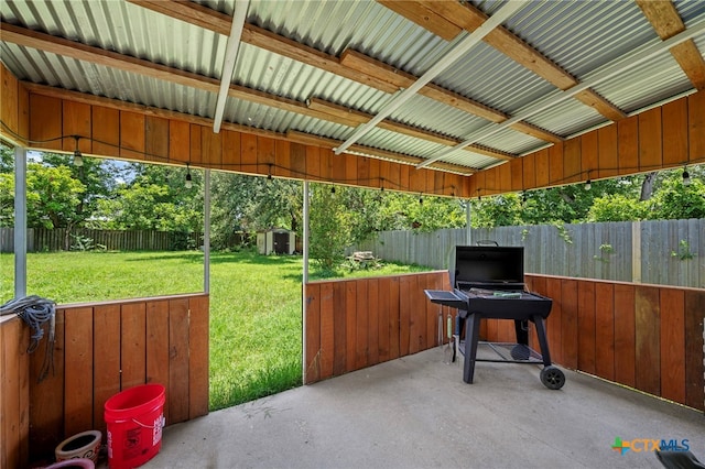 1503 Prather St, Taylor, TX 76574 - fenced backyard with a shed and a patio area