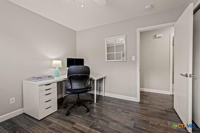 2075 Sungate Dr, New Braunfels, TX 78130 - office space with dark wood-style flooring and ceiling fan