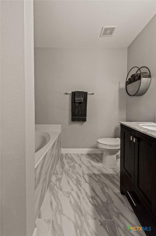 2075 Sungate Dr, New Braunfels, TX 78130 - full bathroom with marble look tile flooring, vanity, and a bathtub