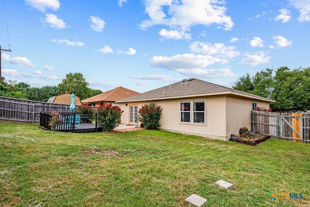 2075 Sungate Dr, New Braunfels, TX 78130 - back of house with a fenced backyard and a deck