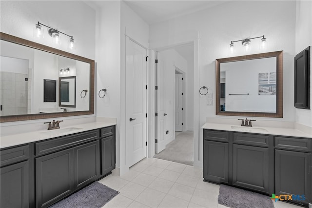 bathroom featuring vanity and tile patterned flooring