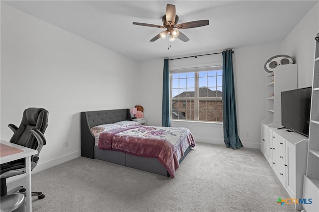 1604 Hinterwald St, Leander, TX 78641 - bedroom featuring light carpet, baseboards, and ceiling fan