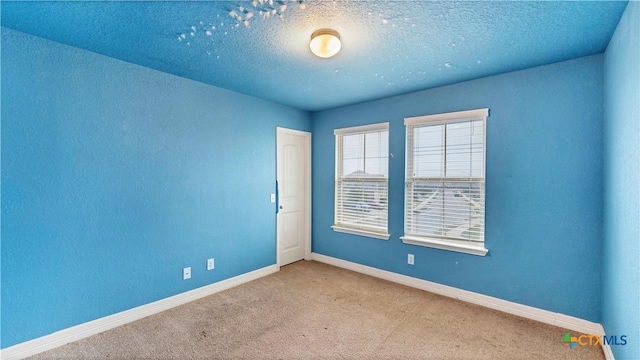 empty room featuring carpet and a textured ceiling