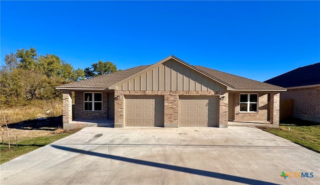 single story home with a garage