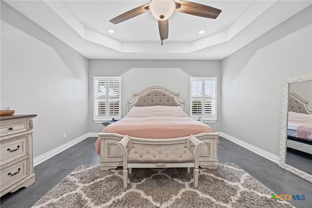3631 Morgan Mill Rd, Kempner, TX 76539 - bedroom featuring a raised ceiling, a ceiling fan, and recessed lighting