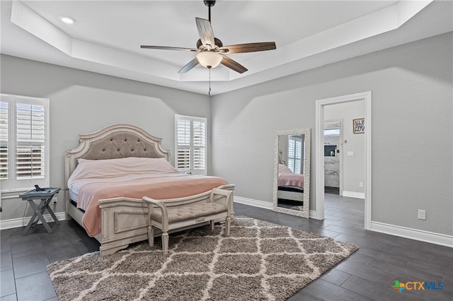 3631 Morgan Mill Rd, Kempner, TX 76539 - bedroom with a tray ceiling, ceiling fan, and recessed lighting