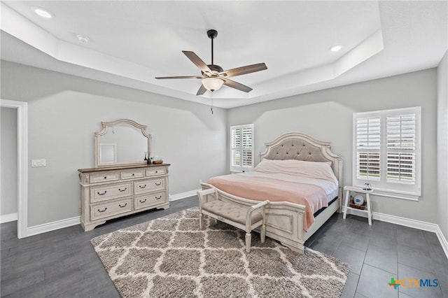 3631 Morgan Mill Rd, Kempner, TX 76539 - bedroom featuring a tray ceiling, recessed lighting, and a ceiling fan