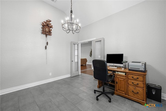 3631 Morgan Mill Rd, Kempner, TX 76539 - home office with a chandelier and baseboards