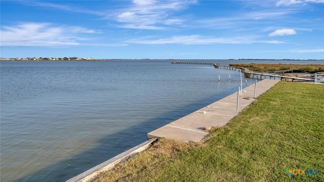 314 Windswept Dr, Port Lavaca, TX 77979 - dock area with a water view and a yard