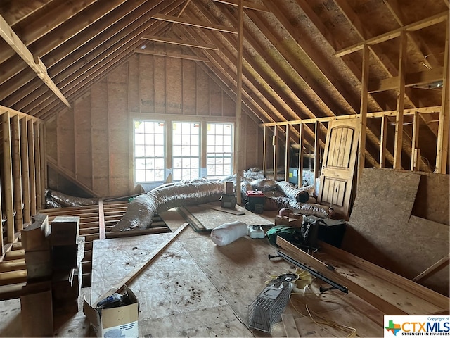 view of unfinished attic