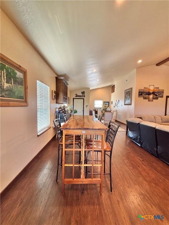 174 Riley Ln, Port Oconnor, TX 77982 - dining room featuring wood finished floors, recessed lighting, and baseboards