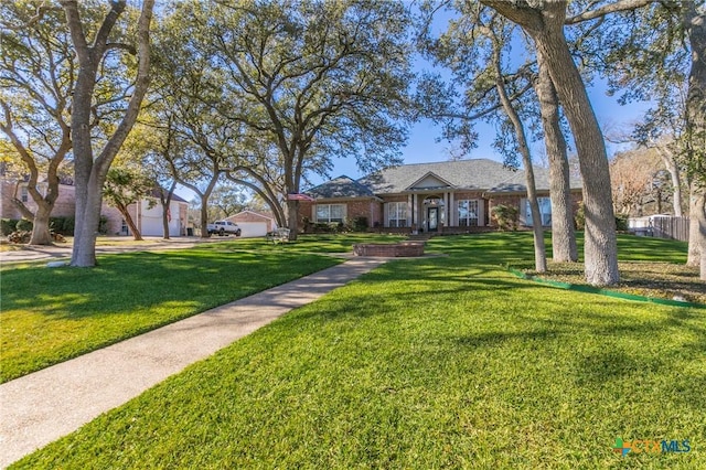 view of front of home with a front yard