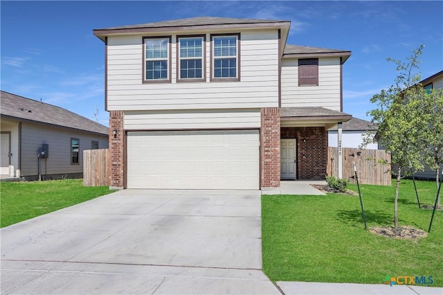 2425 Marty Way, Seguin, TX 78155 - traditional home with brick siding, concrete driveway, and a garage