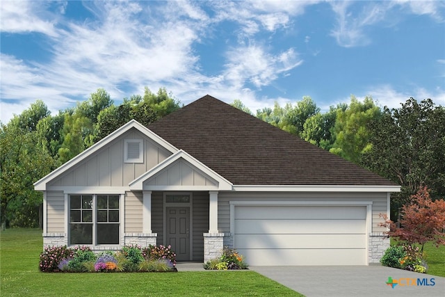 8124 Pineridge Way, Temple, TX 76502 - view of front of home with stone siding, driveway, board and batten siding, and an attached garage