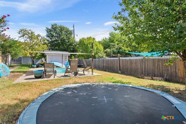 view of patio / terrace featuring a trampoline