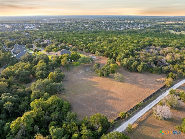 view of aerial view at dusk