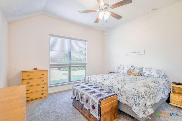 5821 Worthing Dr, Temple, TX 76502 - bedroom featuring carpet, lofted ceiling, and a ceiling fan