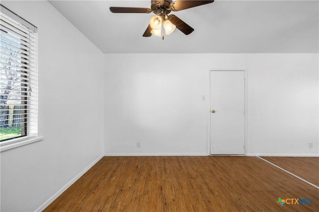 additional living space featuring ceiling fan and wood-type flooring