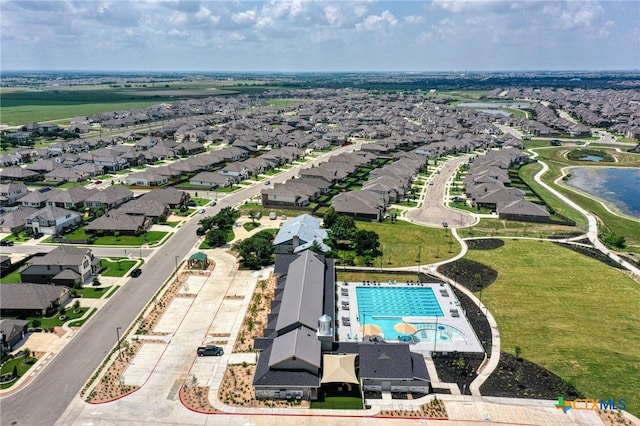19500 Chayton Cir, Pflugerville, TX 78660 - aerial view of residential area featuring a nearby body of water and a pool area