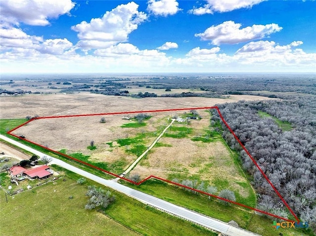 drone / aerial view featuring a rural view