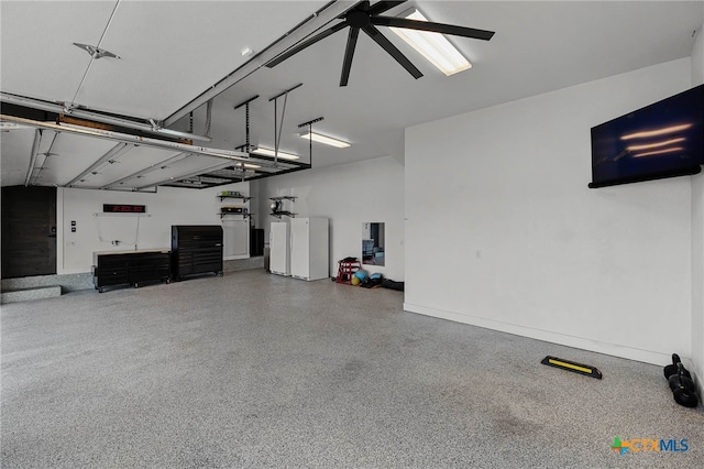 garage with ceiling fan