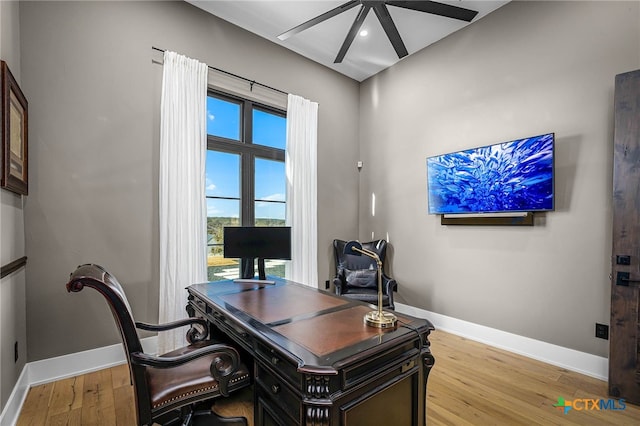 office space featuring light hardwood / wood-style flooring