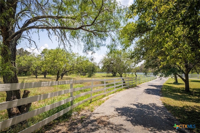 view of road featuring a rural view