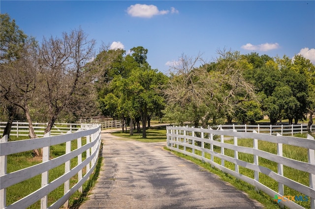 exterior space with a rural view