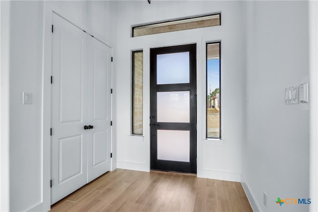 entrance foyer with light wood-type flooring