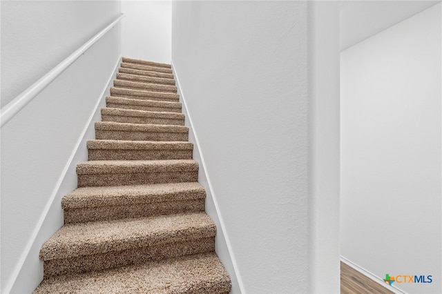 stairs with hardwood / wood-style floors