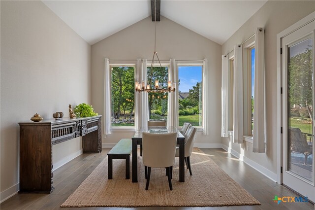 916 Dream Catcher Dr, Leander, TX 78641 - dining space featuring a chandelier, plenty of natural light, and wood finished floors