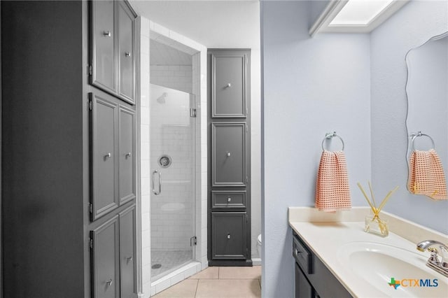 407 Pasadena Dr, Victoria, TX 77904 - full bath featuring a shower stall, vanity, toilet, and tile patterned flooring