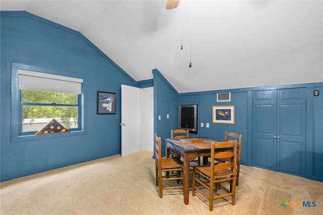 407 Pasadena Dr, Victoria, TX 77904 - carpeted dining space with vaulted ceiling