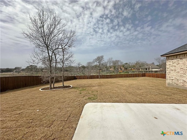 view of yard with a fenced backyard