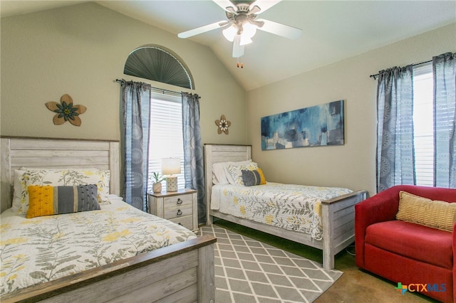 1306 Falcon Trl, Copperas Cove, TX 76522 - bedroom with lofted ceiling, a ceiling fan, and carpet flooring
