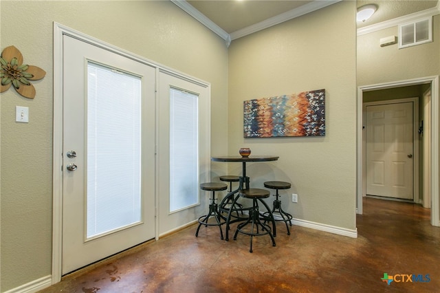 1306 Falcon Trl, Copperas Cove, TX 76522 - entrance foyer featuring ornamental molding and finished concrete floors