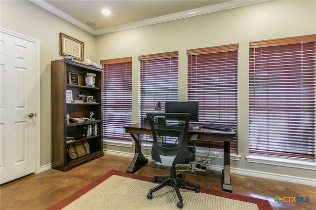 1306 Falcon Trl, Copperas Cove, TX 76522 - office area with ornamental molding and finished concrete flooring