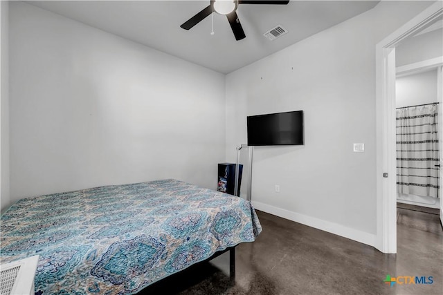 bedroom featuring ceiling fan