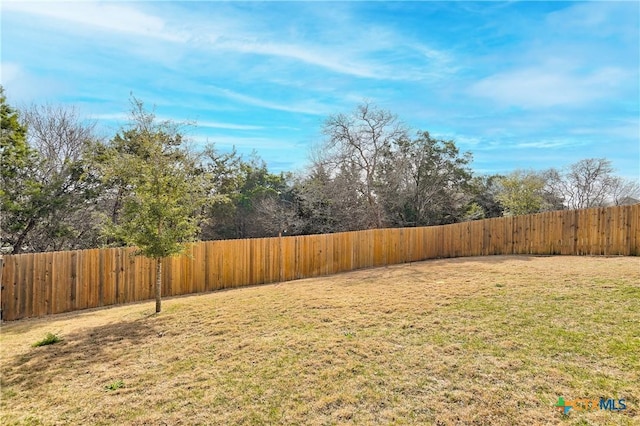 view of yard with a fenced backyard