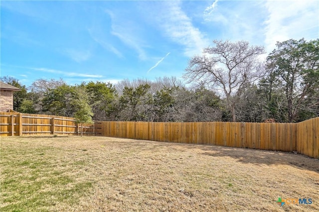 view of yard featuring a fenced backyard